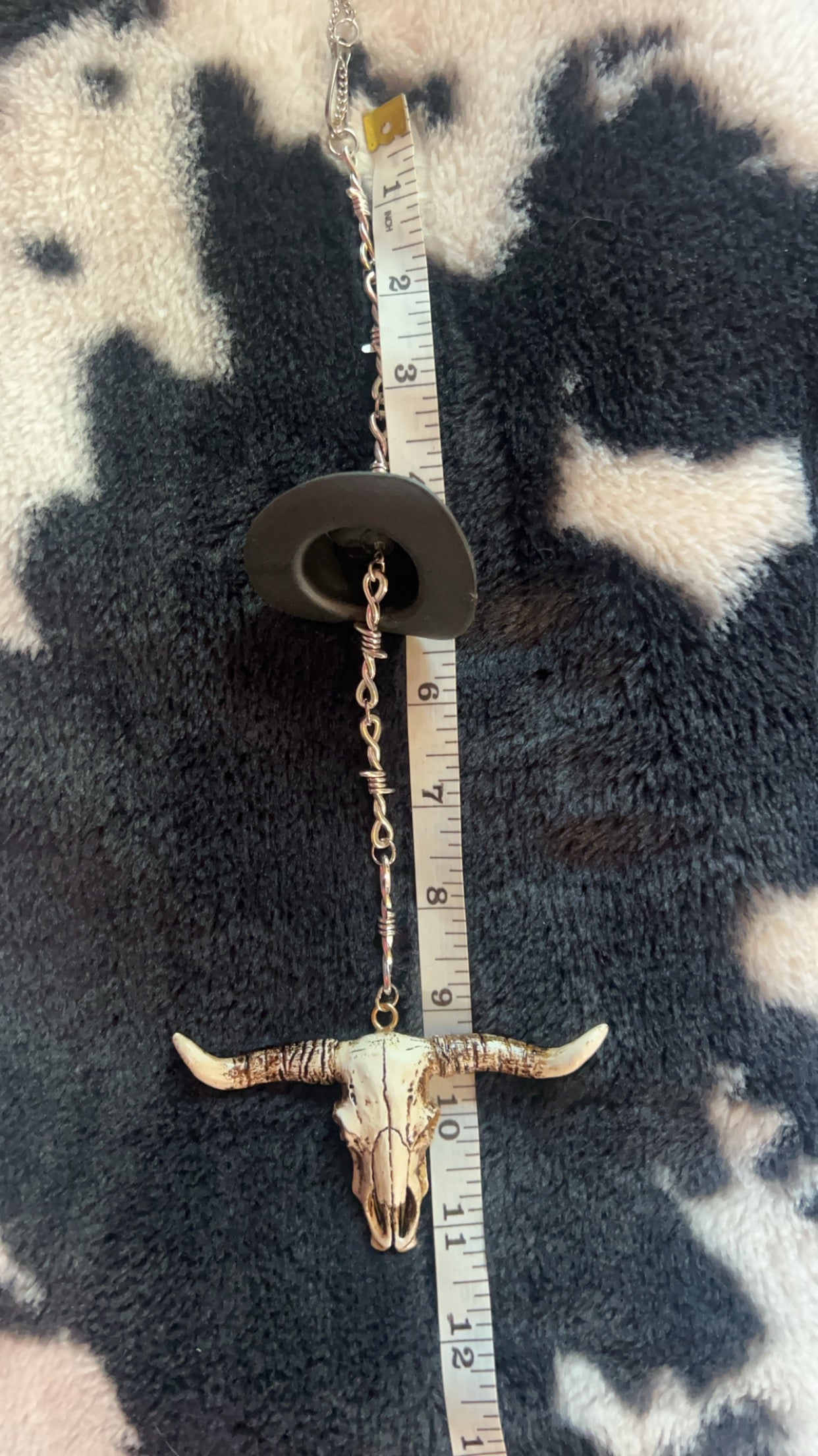 Longhorn with Cowboy Hat rearview mirror charm 
