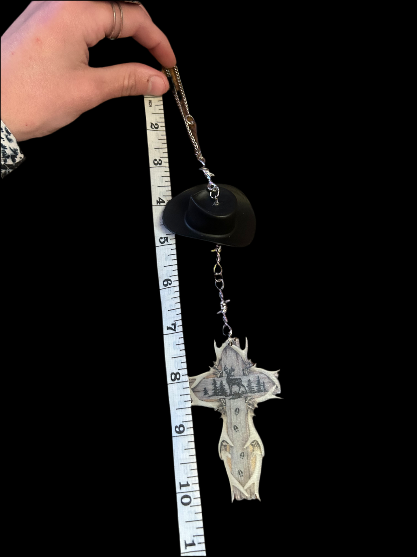Cross With Buck car charm