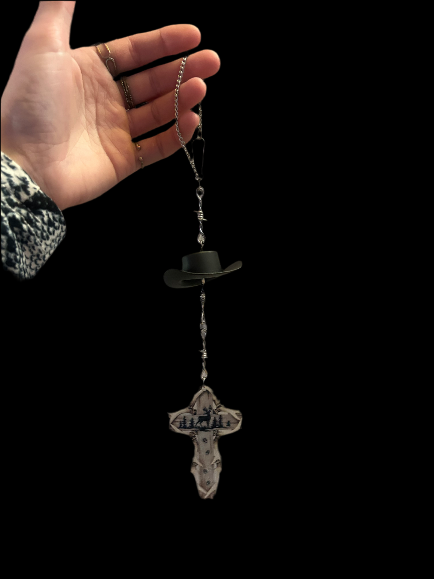 Cross With Buck car charm