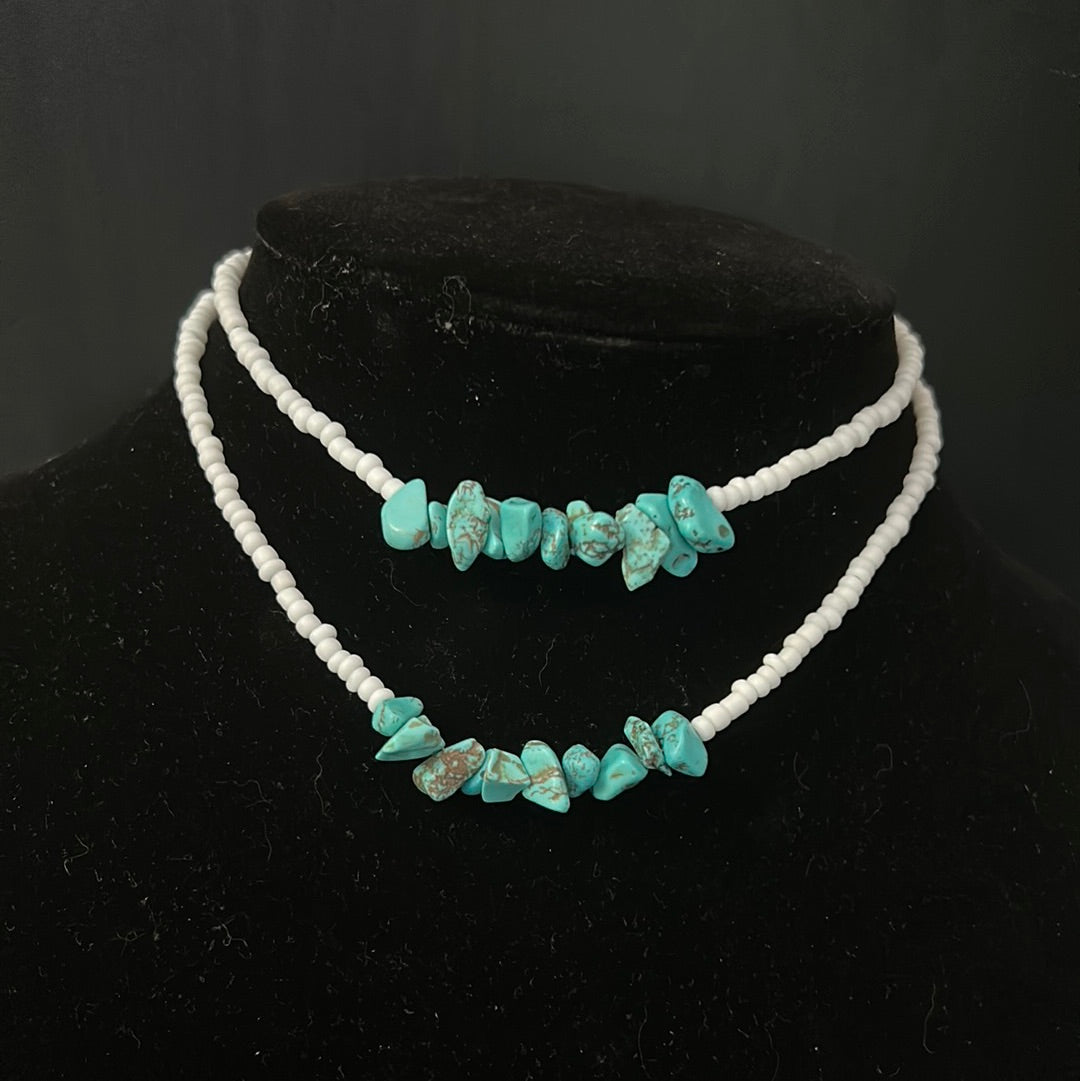 White & Turquoise Choker