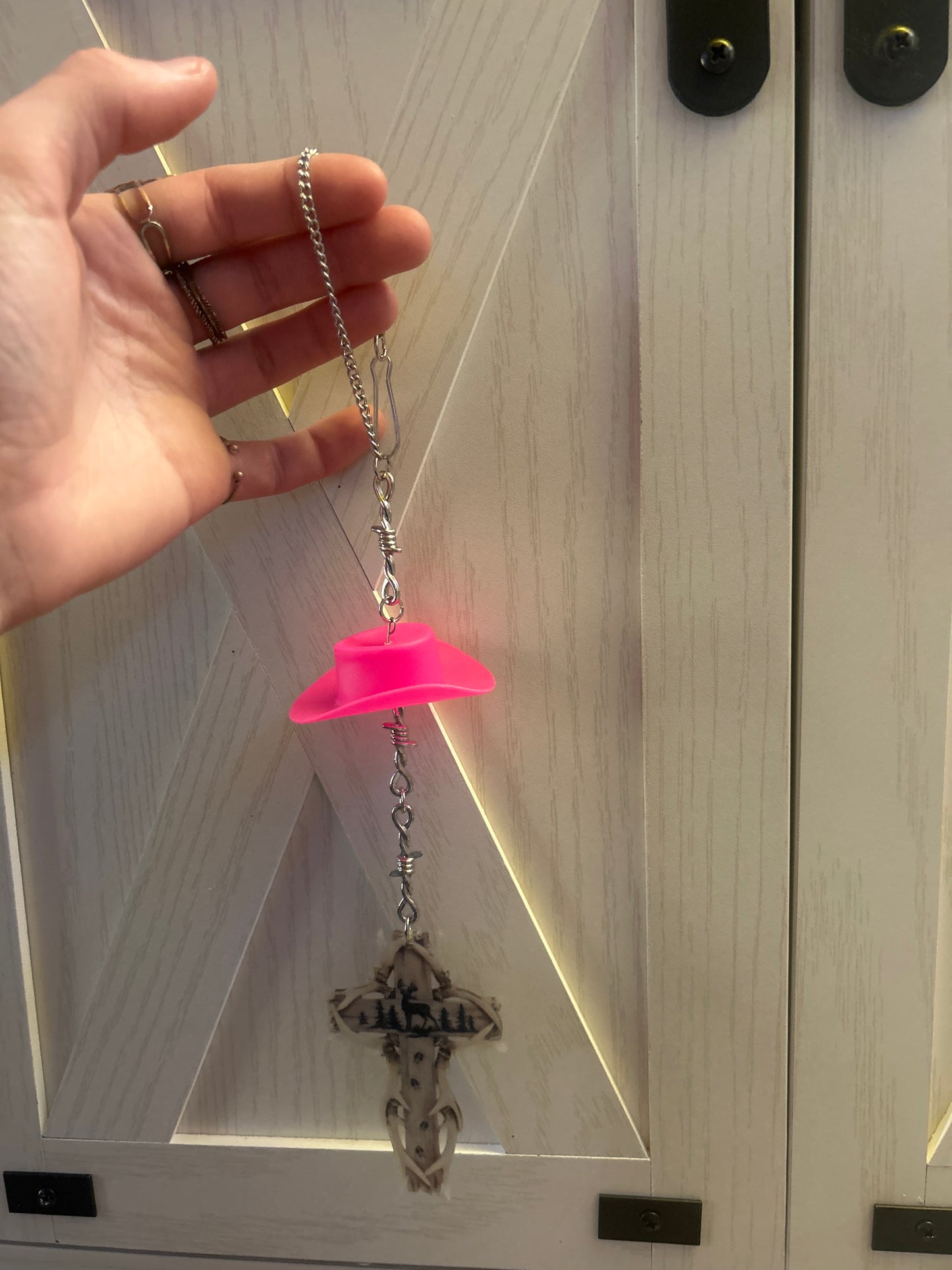 Cross With Buck car charm