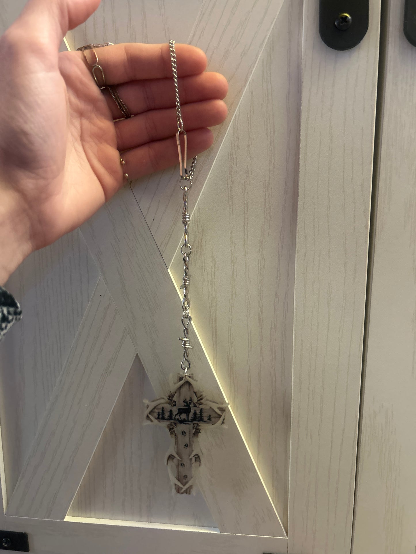 Cross With Buck car charm