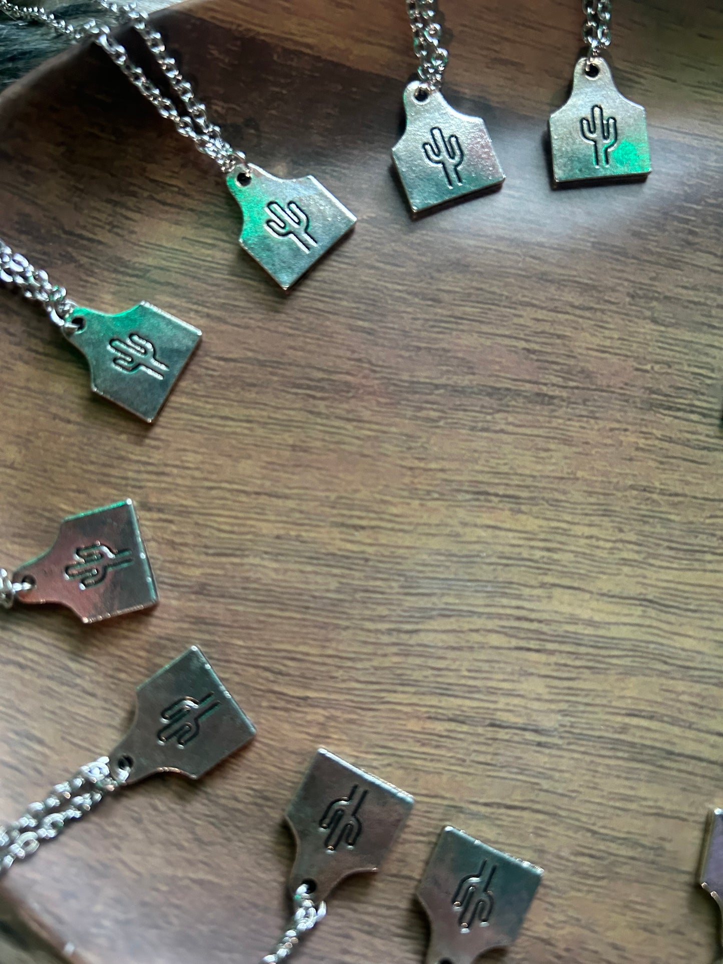 Simple Cactus Cattle Tag Necklace