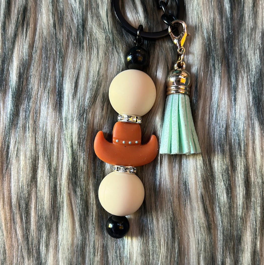 Cowboy Hat & Silicone Beaded Keychain