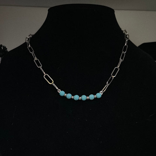 Dainty Bar Necklace with Paper Clip chain