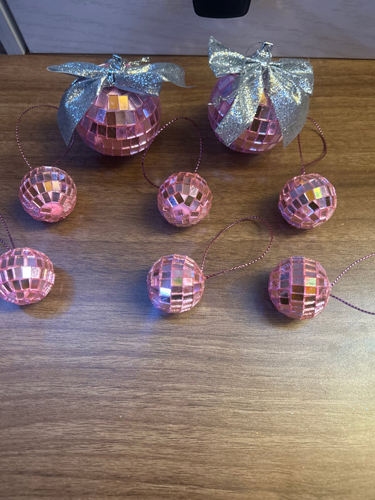 Pink disco ball ornaments