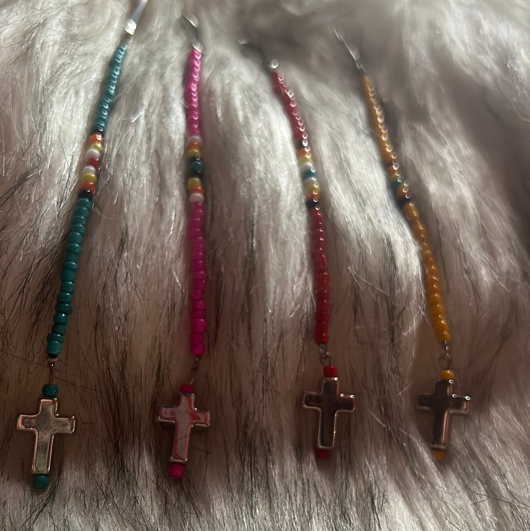 Beaded keychain with Cross