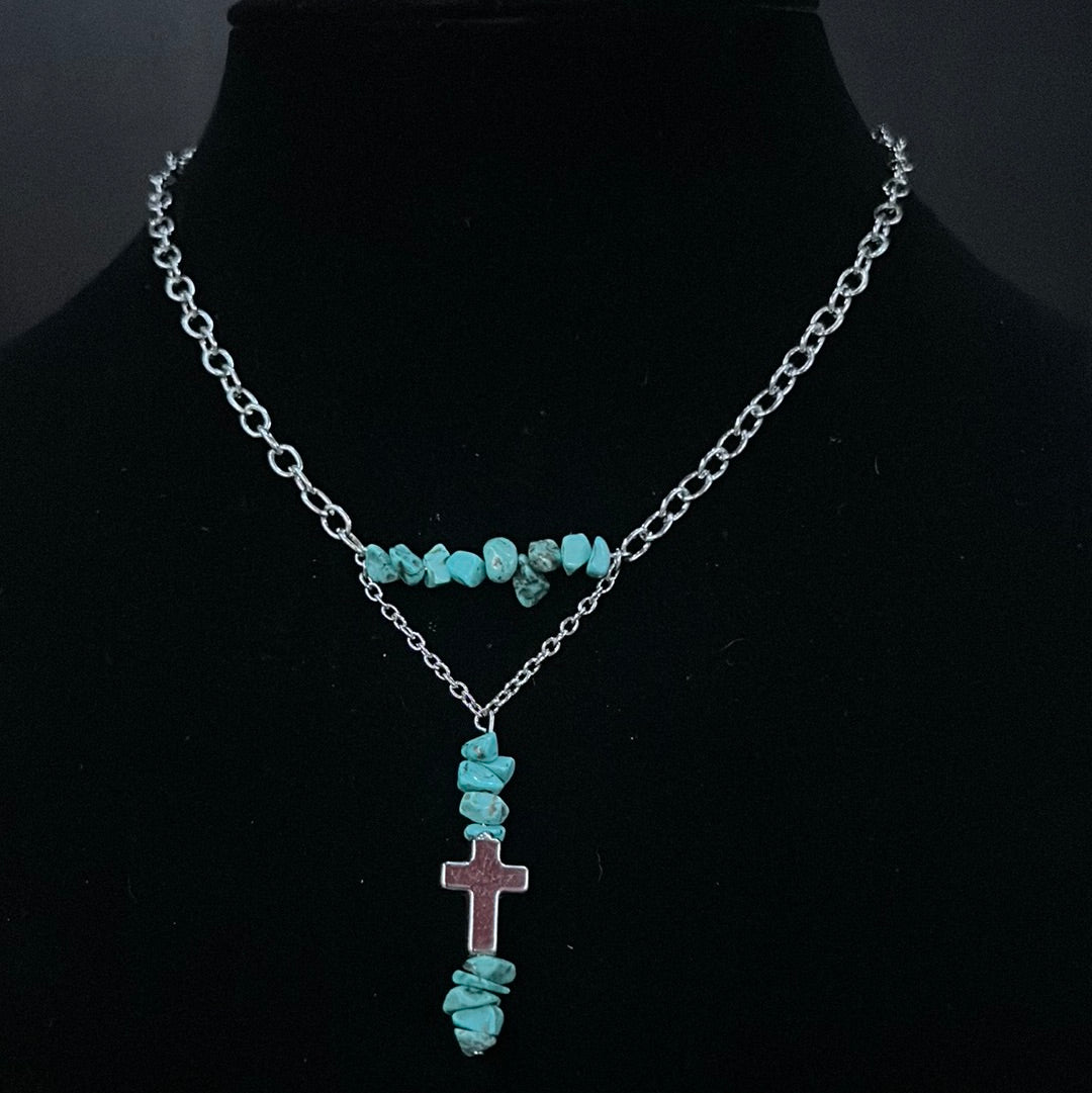 Turquoise chunks with cross