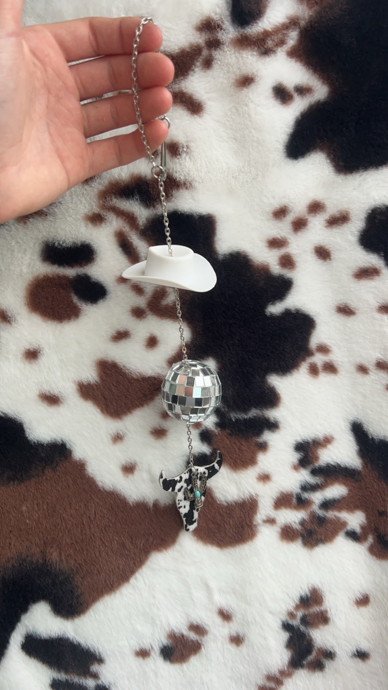 Cowboy Hat with Disco Ball Rearview mirror charm