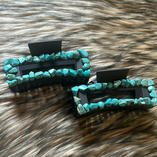 Turquoise Stone claw clip