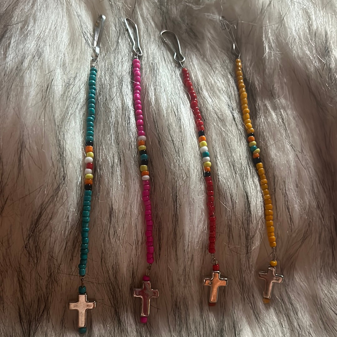 Beaded keychain with Cross