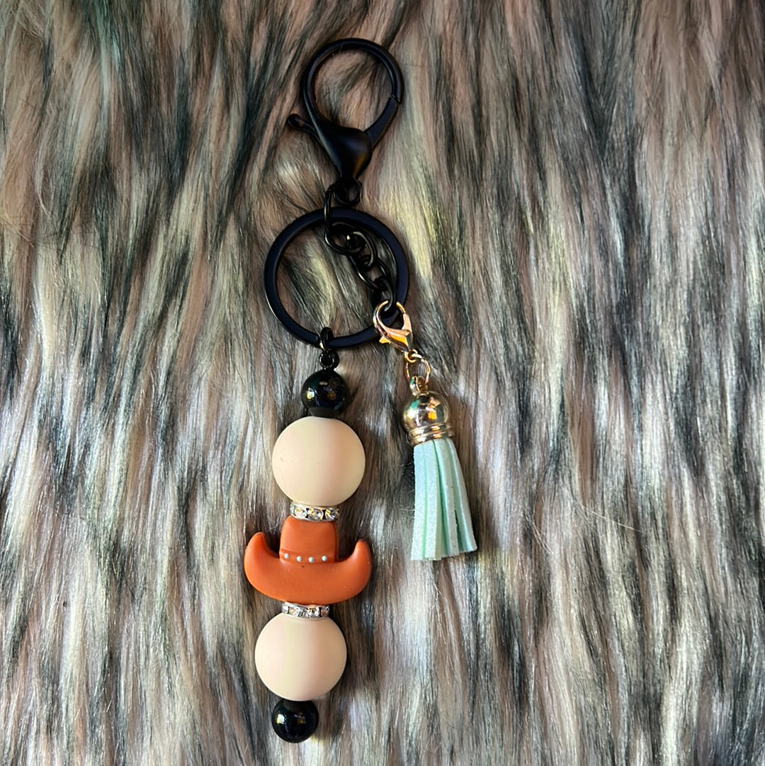 Cowboy Hat & Silicone Beaded Keychain