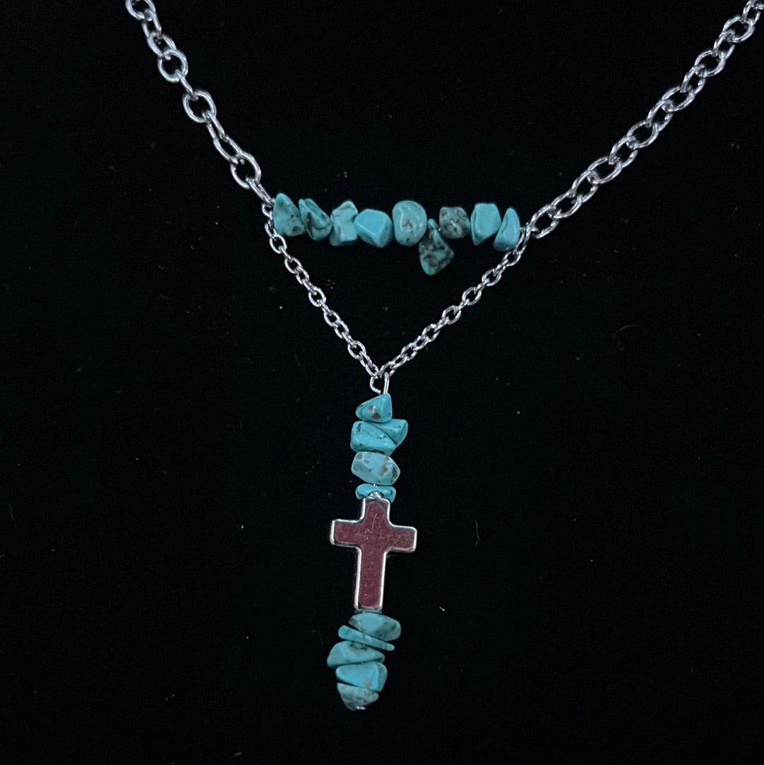 Turquoise chunks with cross