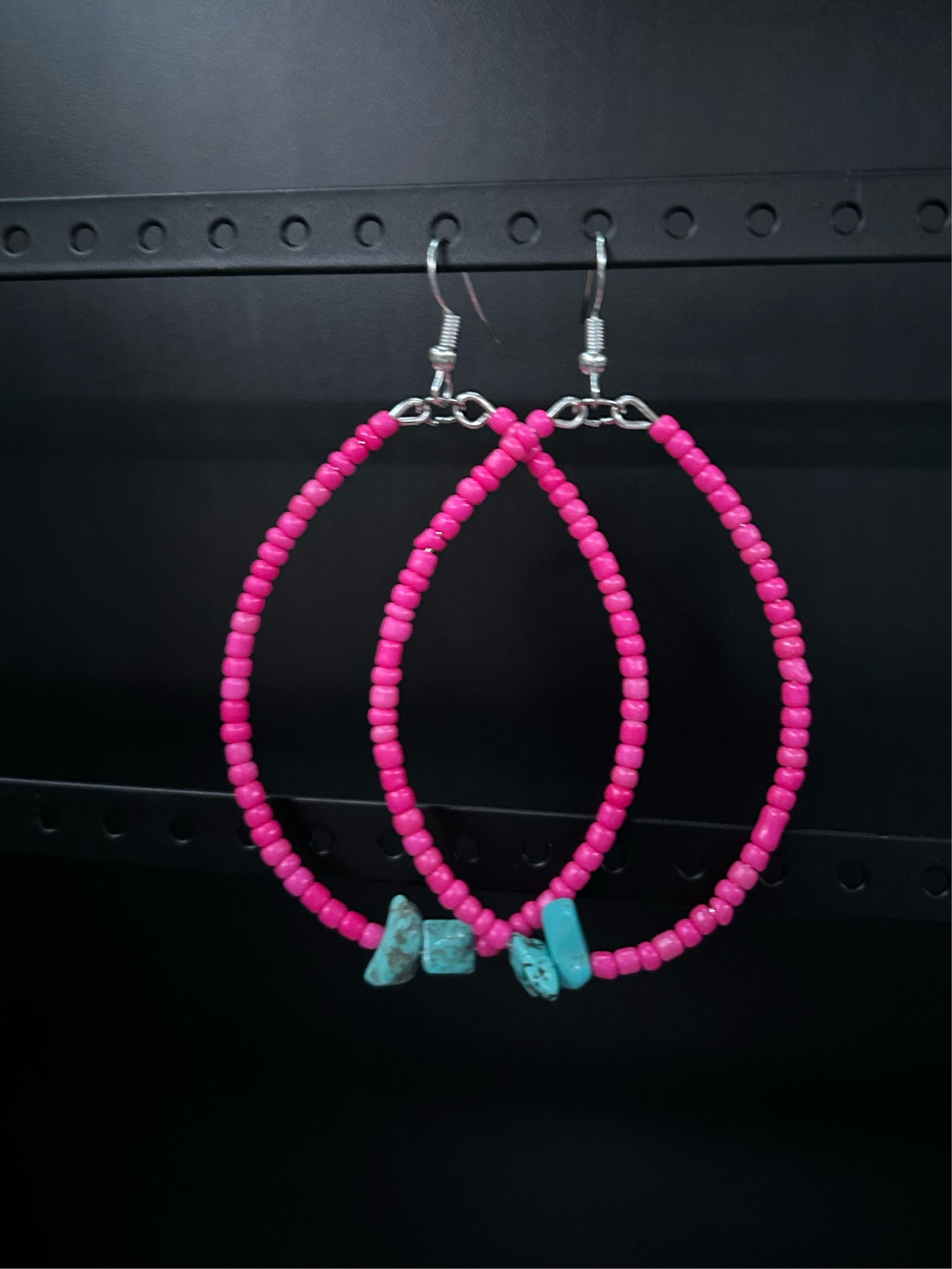 Pink with turquoise chunks