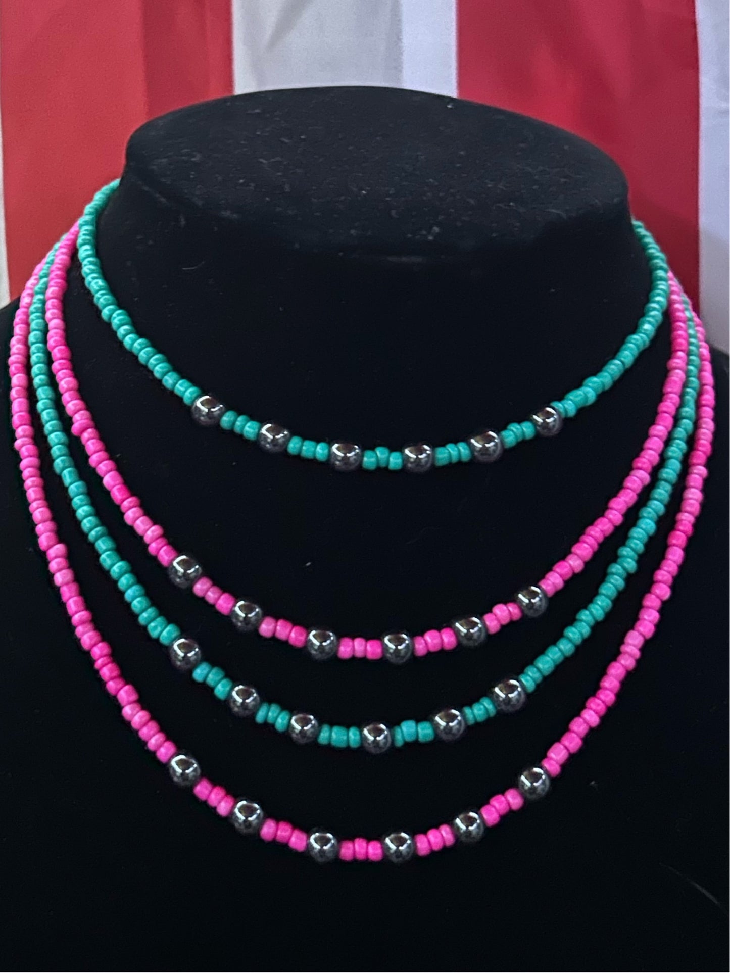 Pink and Teal Navajo Choker